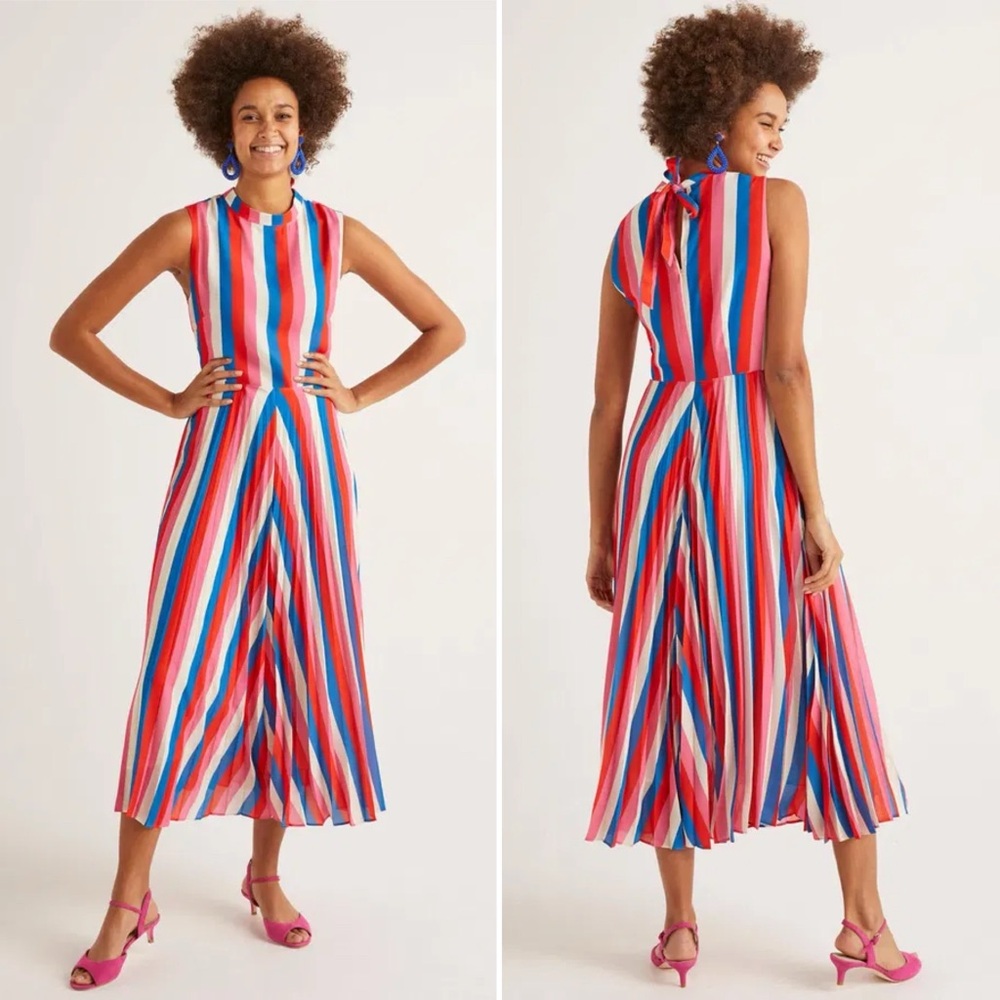 Boden Jocelyn Pleated Midi Dress - Picture 2 of 13